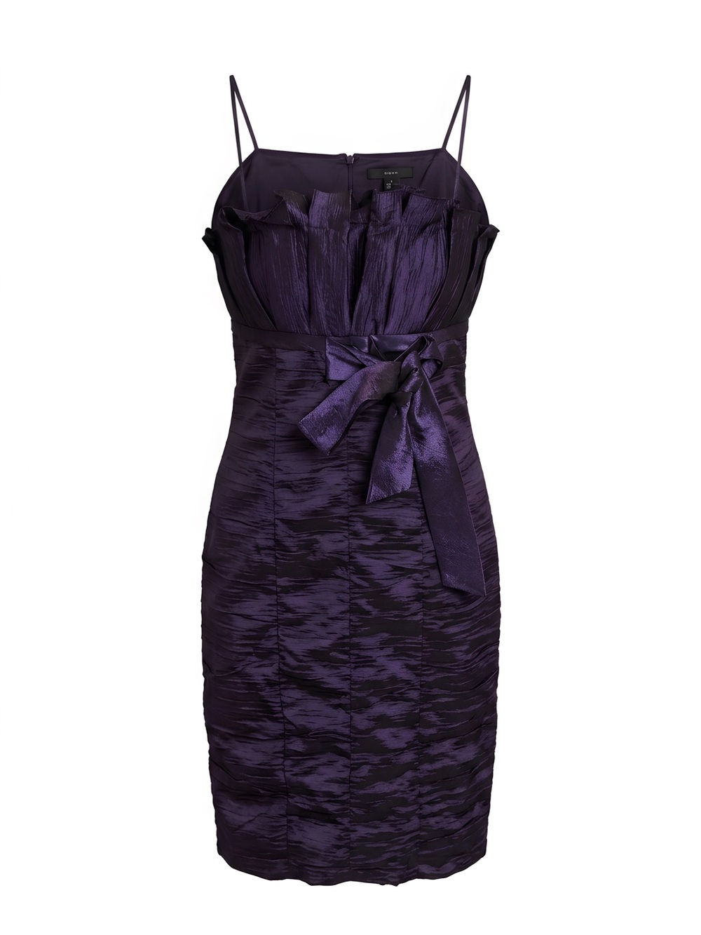 Cachet Deep Purple Ruffled Satin Sheath Dress